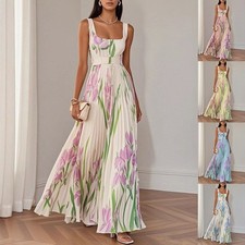 Sleeveless Maxi Dress with Mixed Geometric Blue/Green/Black Print — listing 4