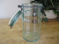 Vintage Hermetic Italian Glass Canister Jar with Wire Bail Hinged Lid — listing 6