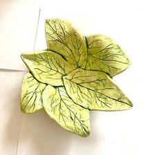 Vintage Orange Glazed Ceramic Leaf-Shaped Bowl — listing 2