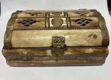 Handcrafted Bone and Brass Domed Trinket Box with Owl Latch — listing 6