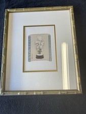 Cream Enamel Faux-Bamboo Picture Frame with Silver-Tone Decorative Corner Medallions — listing 5
