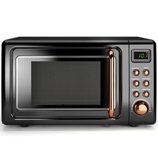 COSTWAY Retro Countertop Microwave Oven, Black with Rose Gold Accents, 0.7 Cu Ft 700W — listing 2