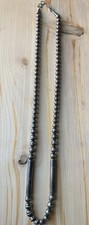 Navajo Silver and Gunmetal Bead Necklace, 18" with 1.5" Loop Drop — listing 5