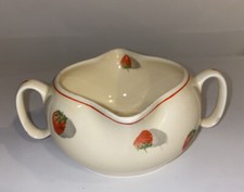 W.S. George Cavitt-Shaw "Shortcake" Pattern Creamer / Gravy Boat, Yellow with Strawberry Motif — listing 3