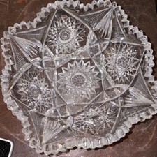 Cut Glass Two-Handled Nappy Dish, Pinwheel/Hobstar Pattern, Sawtooth Rim, listing 6