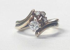 bypass diamond Vintage 14K Yellow Gold Diamond Spray Cluster Bypass Ring — listing 3