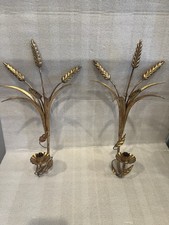 Vintage Italian Gilt Tole Wheat Sheaf Two-Light Wall Sconce — listing 5