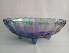 Indiana Glass Amber Carnival Glass Oval Fruit Bowl, Harvest Grape Pattern — listing 5
