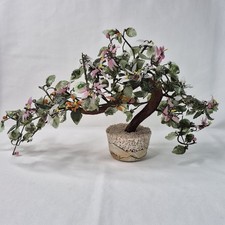 Vintage Chinese Carved Hardstone Flowering Tree in Cloisonné Enamel Jardinière — listing 4
