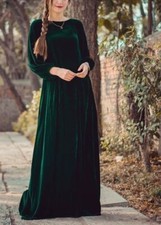 Vintage Emerald Green Metallic Foil Velvet Sleeveless Maxi Dress — listing 4