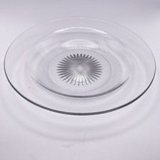 Vintage Clear Pressed Glass Bread & Butter Plate, 6.5 inch, Scalloped Rim with Radial Sunburst Center — listing 6