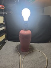 Vintage 1980s Pink Ceramic Ball Table Lamp with Pleated Linen Shade — listing 4