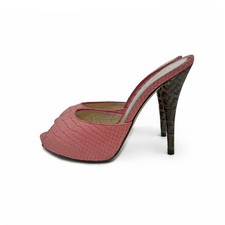 Fendi Black Suede & Gold Leather Peep-Toe Slingback Platform Heels, Size 7 — listing 5