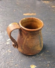 Handmade Stoneware Pottery Pitcher with Pulled Handle and White Glaze — listing 6
