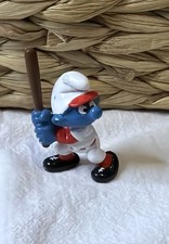 Vintage Smurf Baseball Players Set of 2 - Catcher and Batter PVC Figures