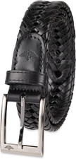 Vintage Braided Brown Leather Belt with Ornate Silver-Tone Buckle and End Cap — listing 3