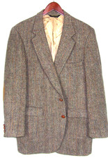 Vintage Harris Tweed Herringbone Sport Coat by Halborne Hall Brown, Grey/Brown, 2-Button — listing 4