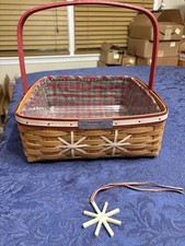 Longaberger 2009 Christmas Collection Snowflake Cookie Basket with Wooden Lid, Protector Liner & Fabric Liner — listing 4