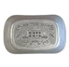 Vintage Pewter "Bless This House" Decorative Bread Tray