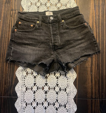 Levi's 501 Button-Fly Cutoff Denim Shorts, Washed Black — listing 6