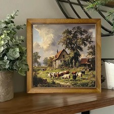 Farmhouse Cow "Home Is Where My Herd Is" Framed Wall Art in Distressed Reclaimed Wood Frame, listing 6