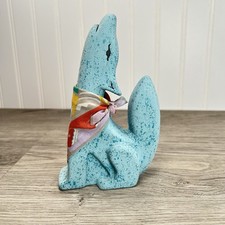 Southwestern Speckled Turquoise Ceramic Howling Coyote Figurine 9" — listing 3
