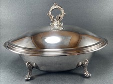 Vintage Silver-Plated Pierced Metal Casserole/Bowl Holder Frame with Ribbon Bow Swag Ornament and Handles