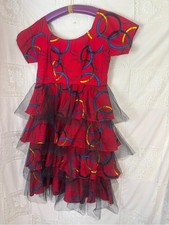 Red Tiered Ruffle Tulle Costume Gown with Feather Detail No tags at all — listing 4