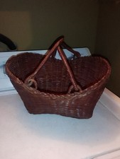 Vintage Black Wicker Basket Purse with Brass Studs and Turn-Lock Closure — listing 5