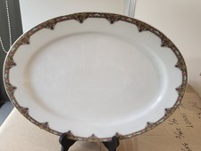 Antique Limoges Elite Works Porcelain Oval Serving Platter with Floral Sprays and Gilt Rim — listing 5