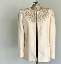 Vintage Nolan Miller Black Iridescent Sequin Evening Jacket, Size 16 — listing 3