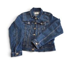 Women's Medium Wash Denim Trucker Jacket with Button-Front Chest Pockets Small, listing 6