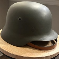 German WWII-Style M35/M40 Stahlhelm Steel Helmet with Heer Eagle Decal (Likely Restored/Refinished)