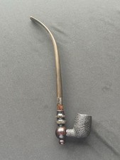 Antique German Carved Wood Hunter's Tobacco Pipe with Hinged Metal Wind Cap — listing 2