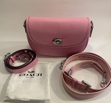 Coach Willow Saddle Bag in Chalk Pebble Leather with Signature Web Strap No visible creed patch — listing 3
