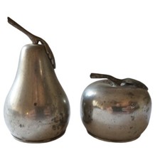 Web Pewter Figural Apple & Pear Salt and Pepper Shaker Set