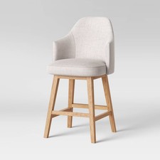 Backless Swivel Counter/Bar Stool with Faux Leather Cushion and Metal Base — listing 4