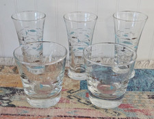 Mid-Century Modern Atomic Fish Tumblers with Silver Rim, Set of 7 — listing 2