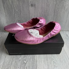 Dune London Black Leather Ballet Flats with Bow & Gold Logo Charm, Size EU 39 / UK 6 — listing 5