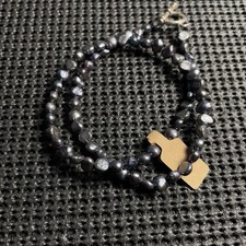 Pair of Peacock Black Freshwater Baroque Pearl Necklaces with Pearl-Set Clasps — listing 6