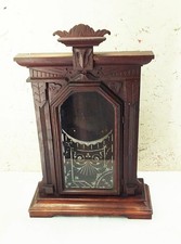 Antique Victorian Painted Wood Gingerbread Mantel Shelf Clock with Ornate Brass Pendulum