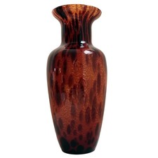 Tortoiseshell Art Glass Vase with Ruffled Pinched Rim — listing 4