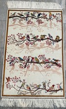 Fine Hand-Knotted Silk Pictorial Mat with Bird-and-Blossom Design — listing 3