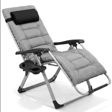Zero Gravity Folding Lounge Chair with Headrest Pillow, Black Textilene Mesh — listing 4