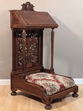 Pair of Antique French Prie-Dieu Prayer Chairs with Rush Seats
