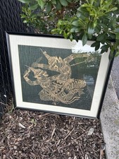Vintage Thai Dancers Temple Rubbing Prints, Pair (Red & Green), Framed, listing 3