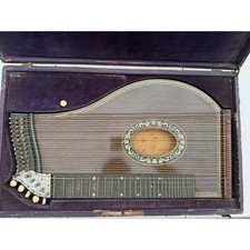 Antique Concert Zither with Fretted Fingerboard in Original Case
