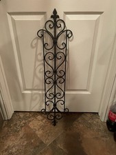 Pair of Wrought Iron Scroll Wall Sconces with Gold-Wash Oval Backplates Plug-in, tested working — listing 5
