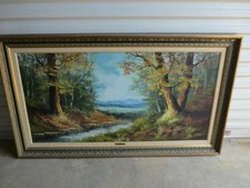 Ernest Neuhold Original Oil Painting Forest Landscape, 25 x 34 inches, Ornate Gilt Frame — listing 5
