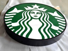 Starbucks Coffee Illuminated Round Wall Sign, Pre-2011 Siren Logo, Light-Up Store Display — listing 4